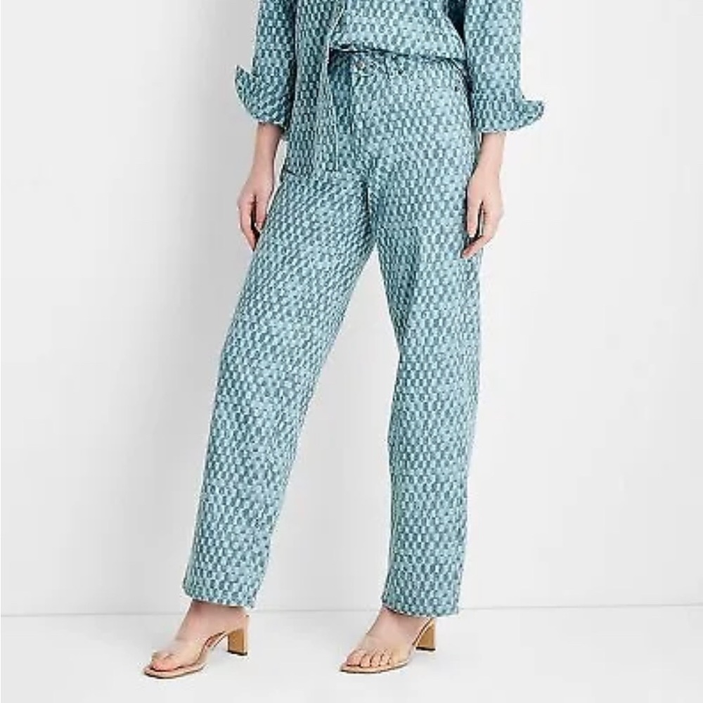 Straight Leg Checkered Denim Pant - Future Collective w Gabriella Karefa-Johnson
